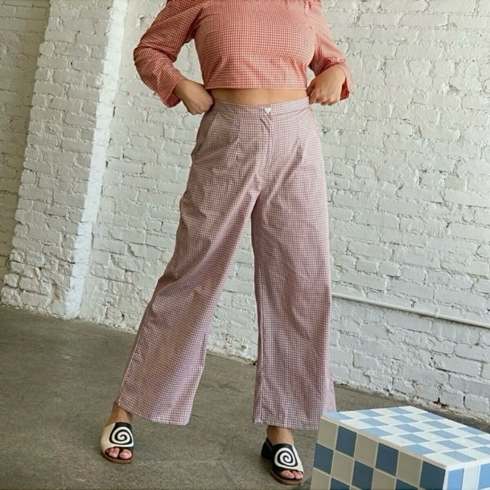 Lisa Says Gah Courtney Wide Leg Gingham Pants Size XS